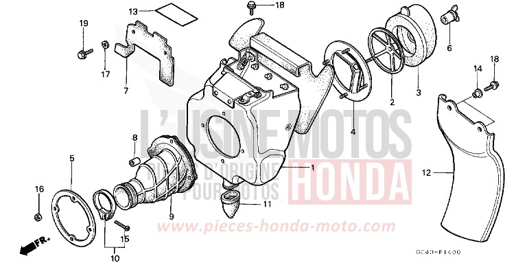 LUFTFILTER (RF/R2F/R2G) von CR80R "große Räder" FLASH RED (R119) von 1985